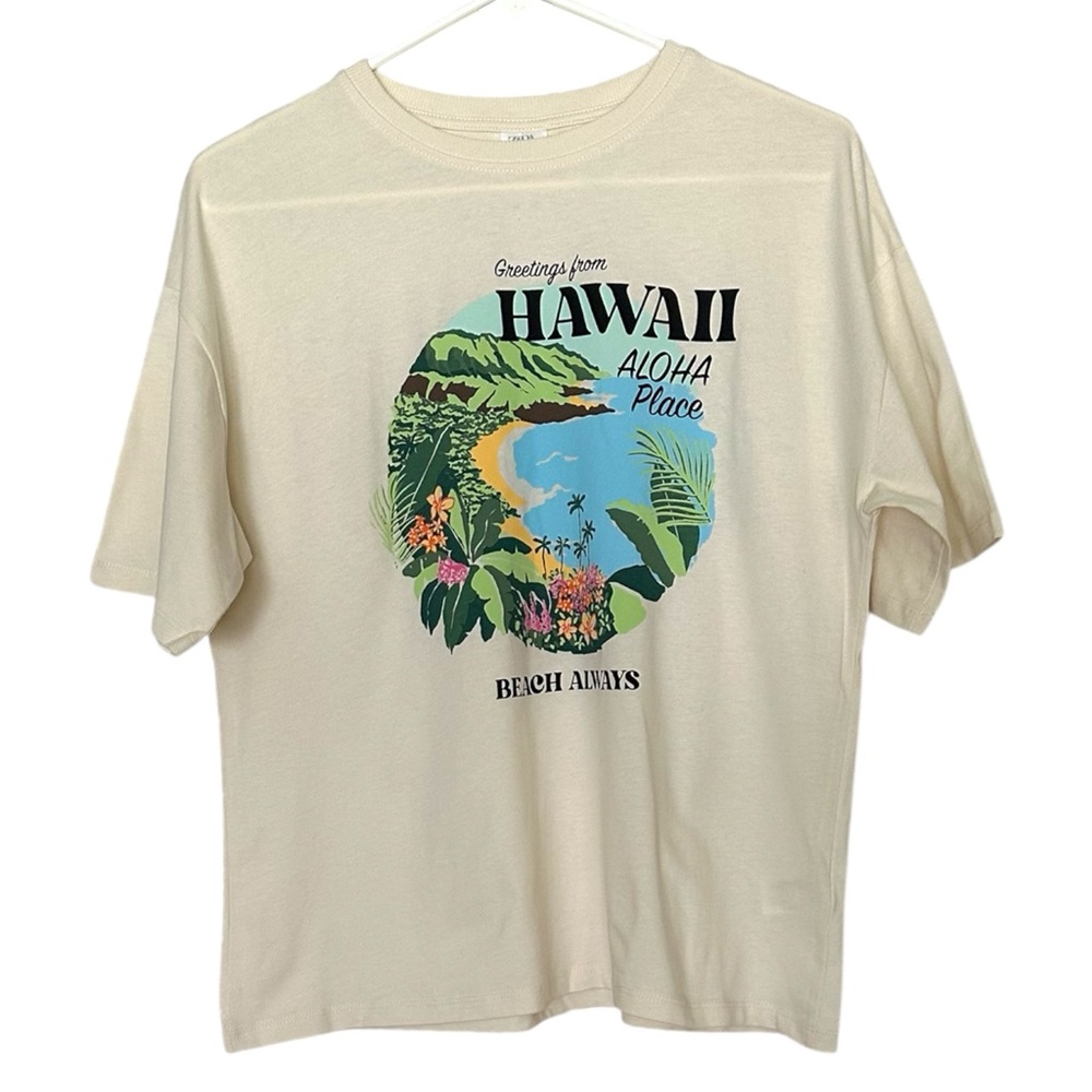 Zara Boys Hawaii T-shirt Size 13-14 NWOT Coastal Beach Graphic Tee